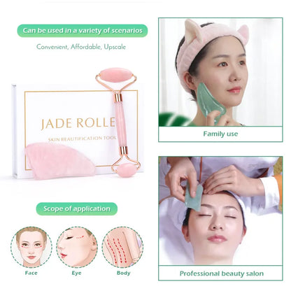 Jade Facial Roller & Gua Sha Set
