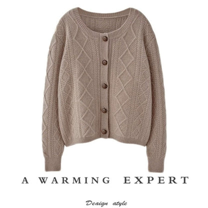 Cable Knit Wool Cardigan