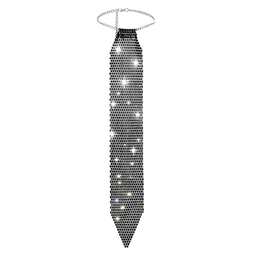 Rhinestone Tie Necklace