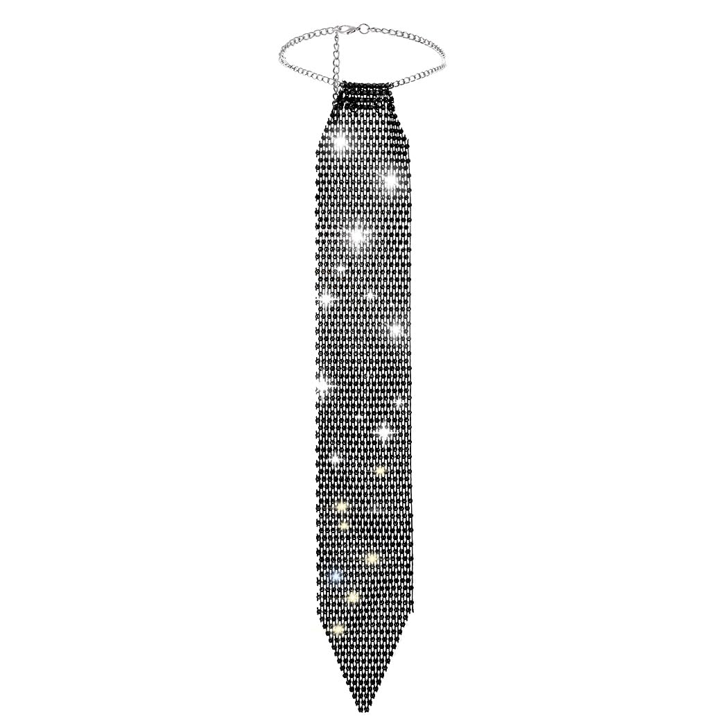 Rhinestone Tie Necklace
