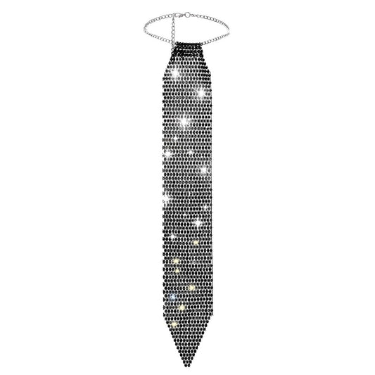 Rhinestone Tie Necklace