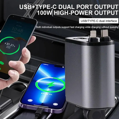 4-in-1 Retractable Fast Car Charger