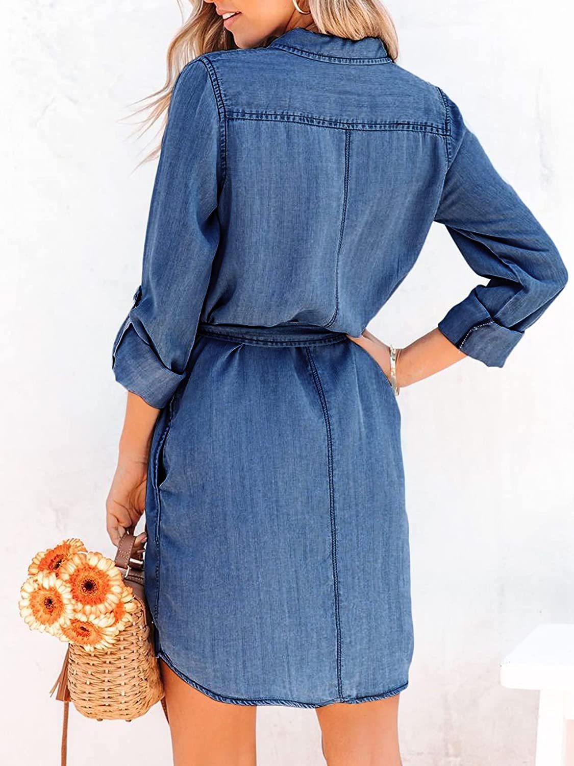 Denim Button-Up Blouse