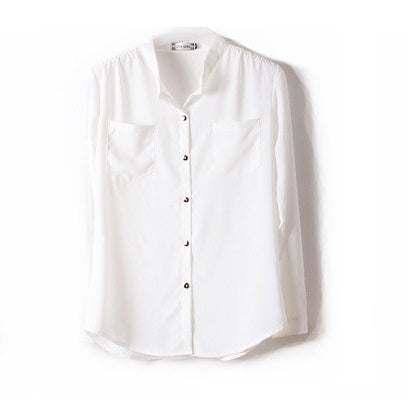 2019 Casual Women's Long Sleeve Chiffon Blouse