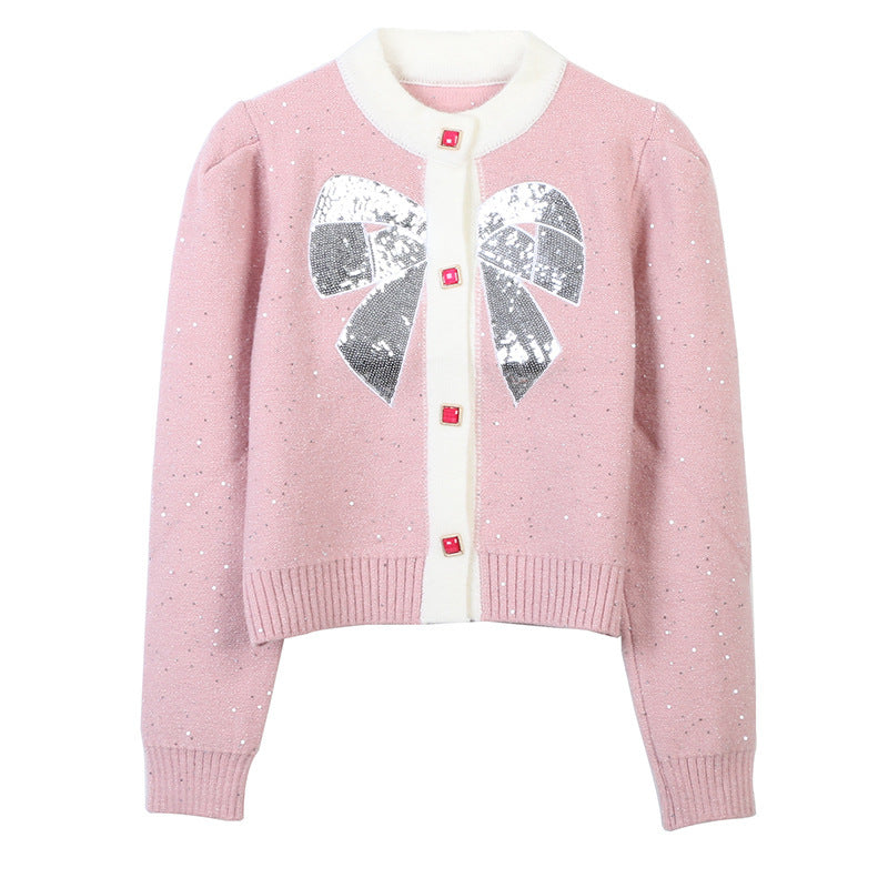 Sequin Bow Cardigan