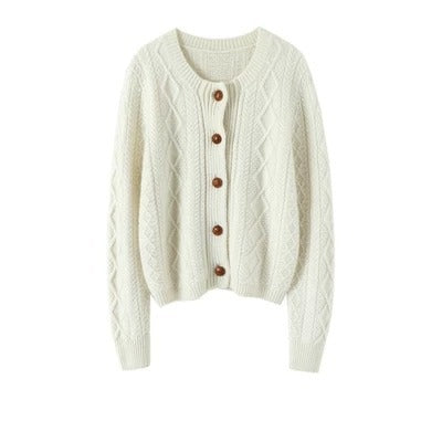 Cable Knit Wool Cardigan