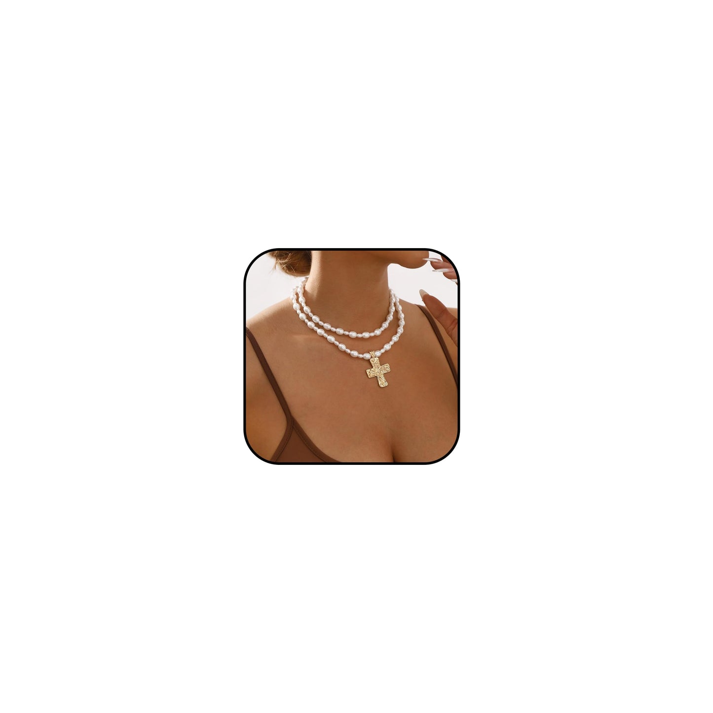 Pearl Cross Choker