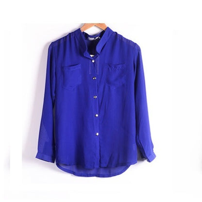 2019 Casual Women's Long Sleeve Chiffon Blouse