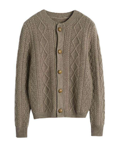 Cable Knit Wool Cardigan