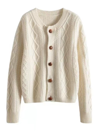 Cable Knit Wool Cardigan