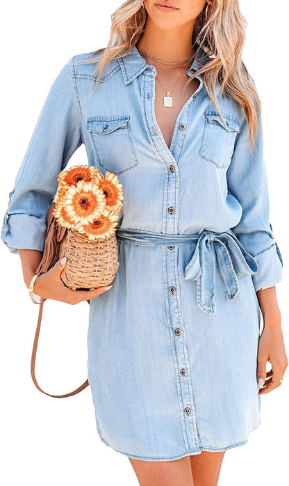 Denim Button-Up Blouse