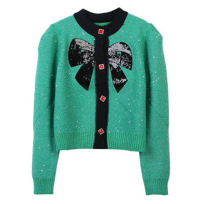 Sequin Bow Cardigan