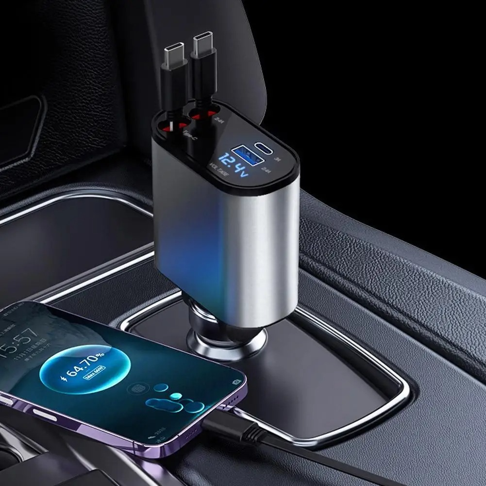 4-in-1 Retractable Fast Car Charger
