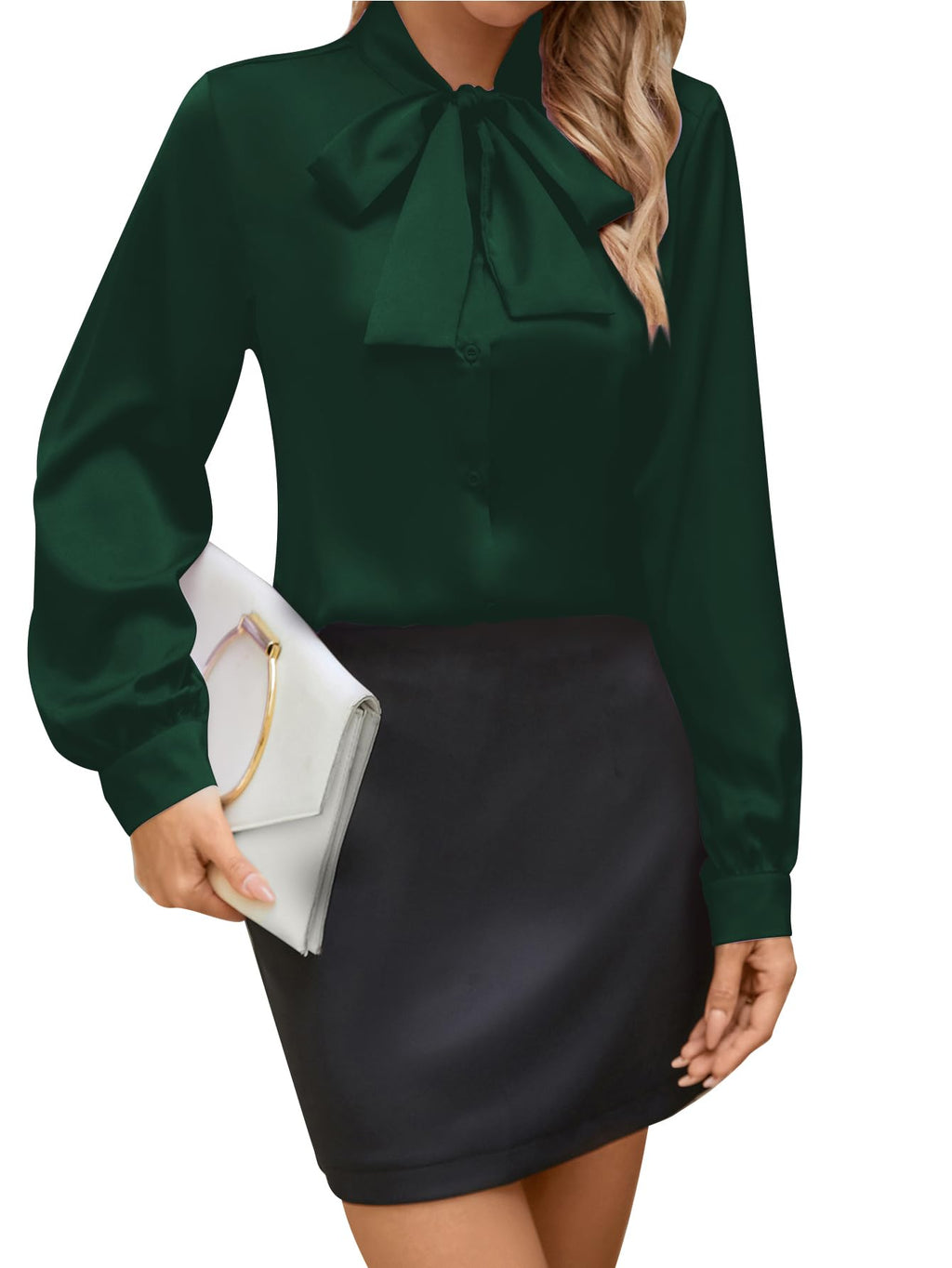 Satin Bow-Tie Blouse
