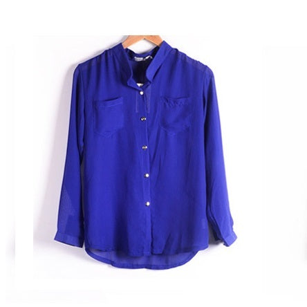 2019 Casual Women's Long Sleeve Chiffon Blouse