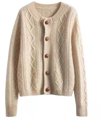Cable Knit Wool Cardigan