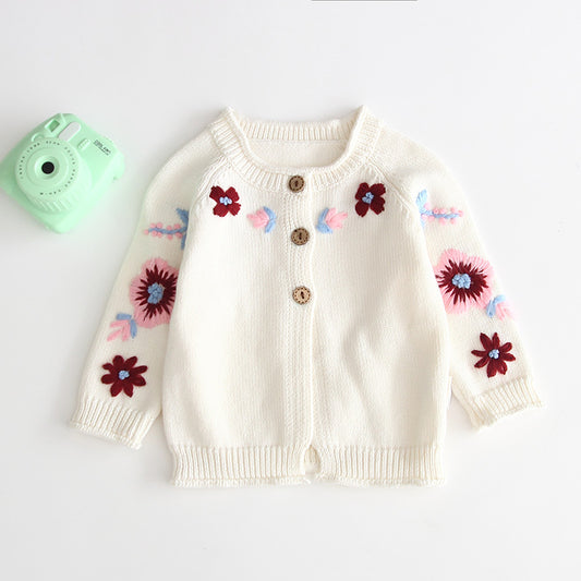 Embroidered White Cardigan