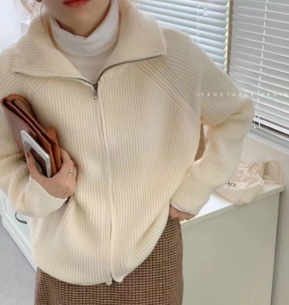 Zip Lapel Cardigan