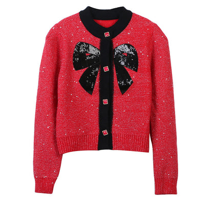 Sequin Bow Cardigan