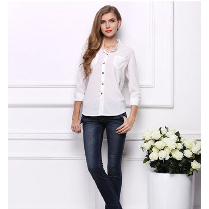 2019 Casual Women's Long Sleeve Chiffon Blouse