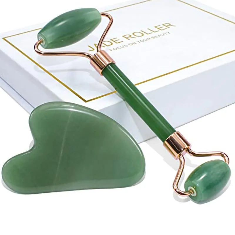 Jade Facial Roller & Gua Sha Set