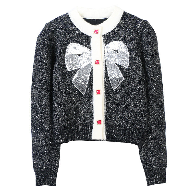 Sequin Bow Cardigan