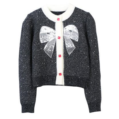 Sequin Bow Cardigan